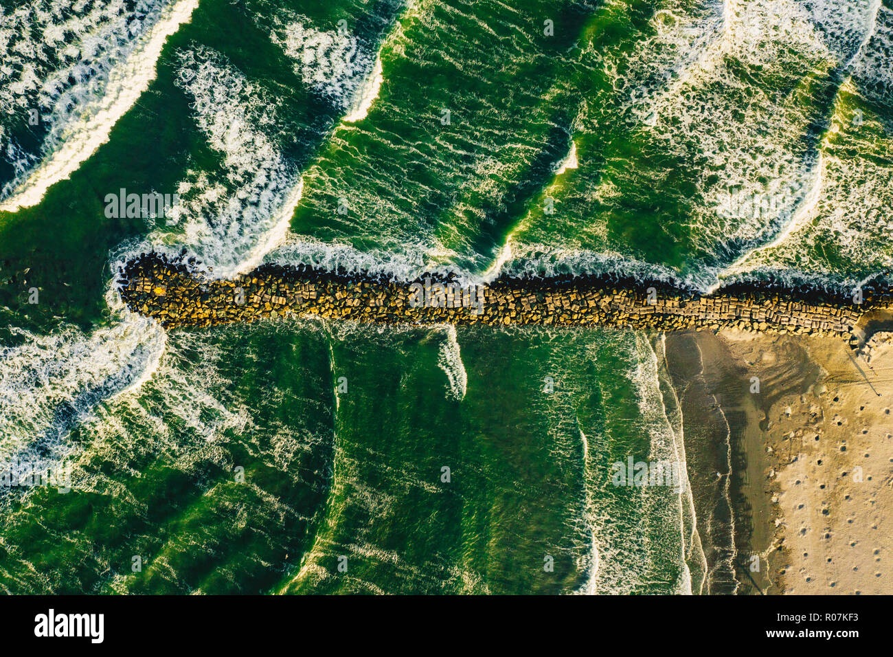 Splashing waves seen from above Stock Photo
