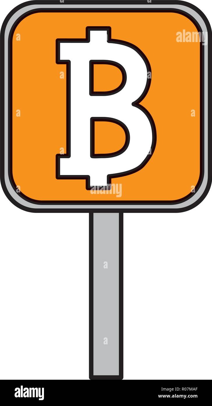 signal with bitcoin symbol vector illustration design Stock Vector