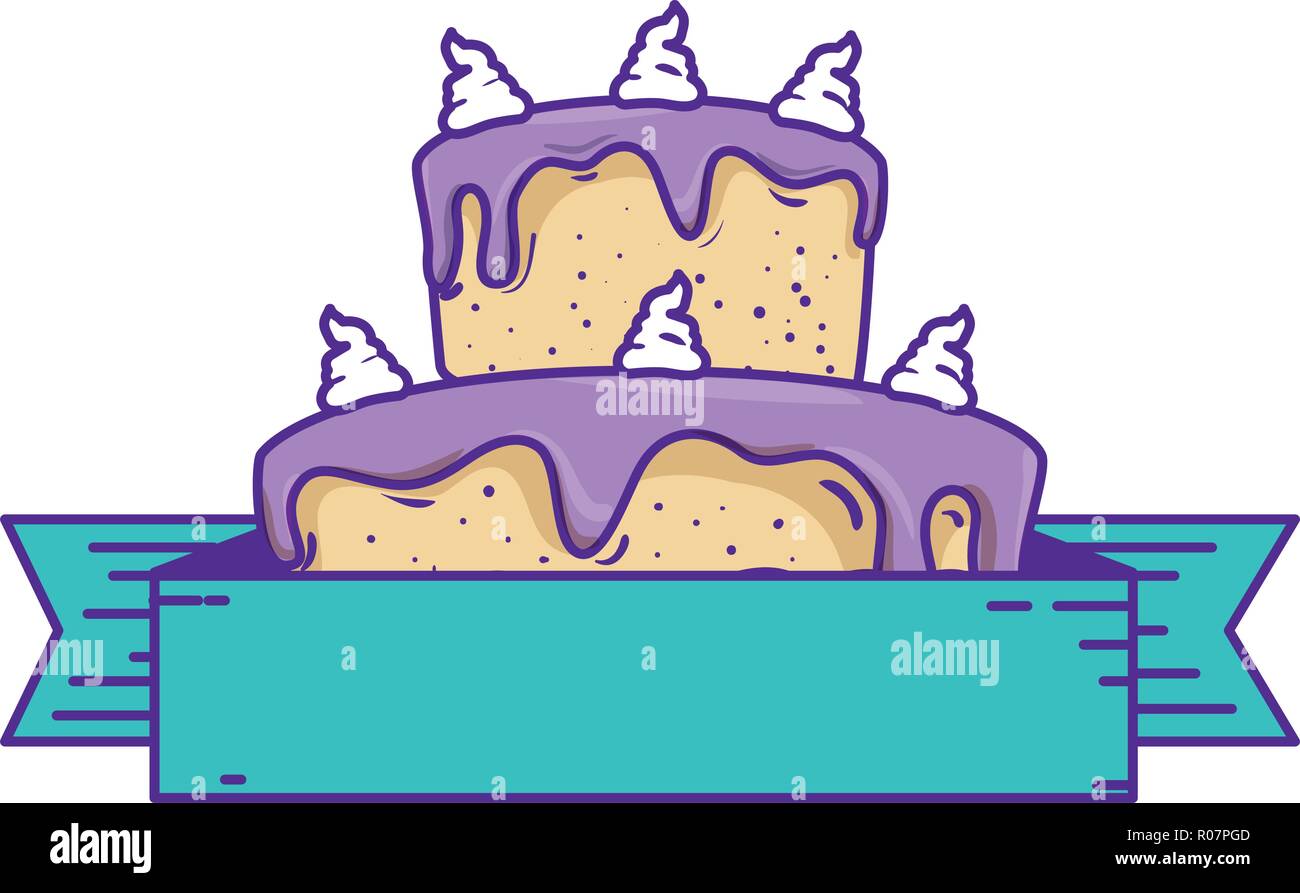delicious cake with ribbon frame Stock Vector Image & Art - Alamy