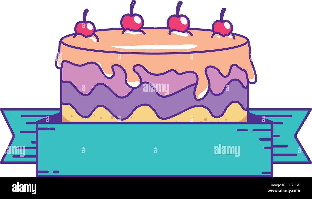 delicious cake with ribbon frame Stock Vector Image & Art - Alamy
