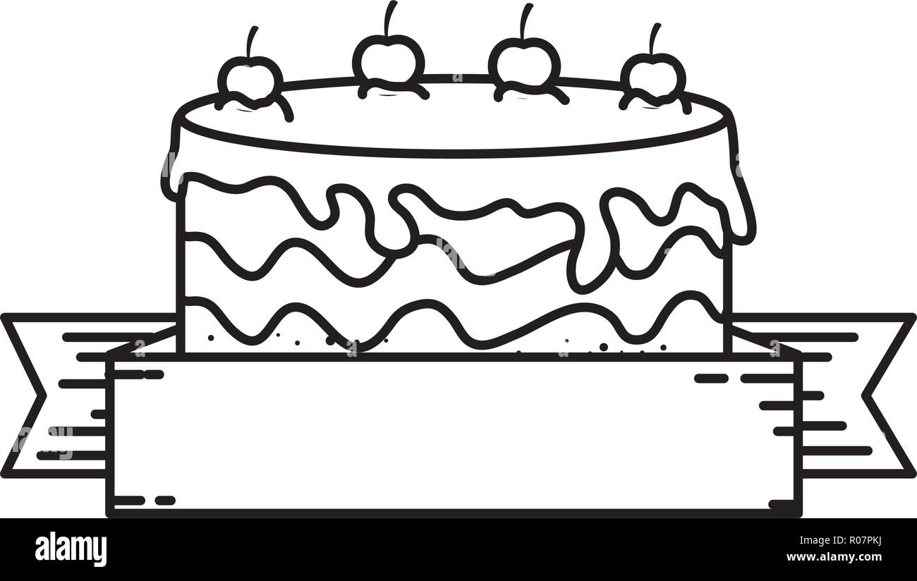 delicious cake with ribbon frame Stock Vector Image & Art - Alamy