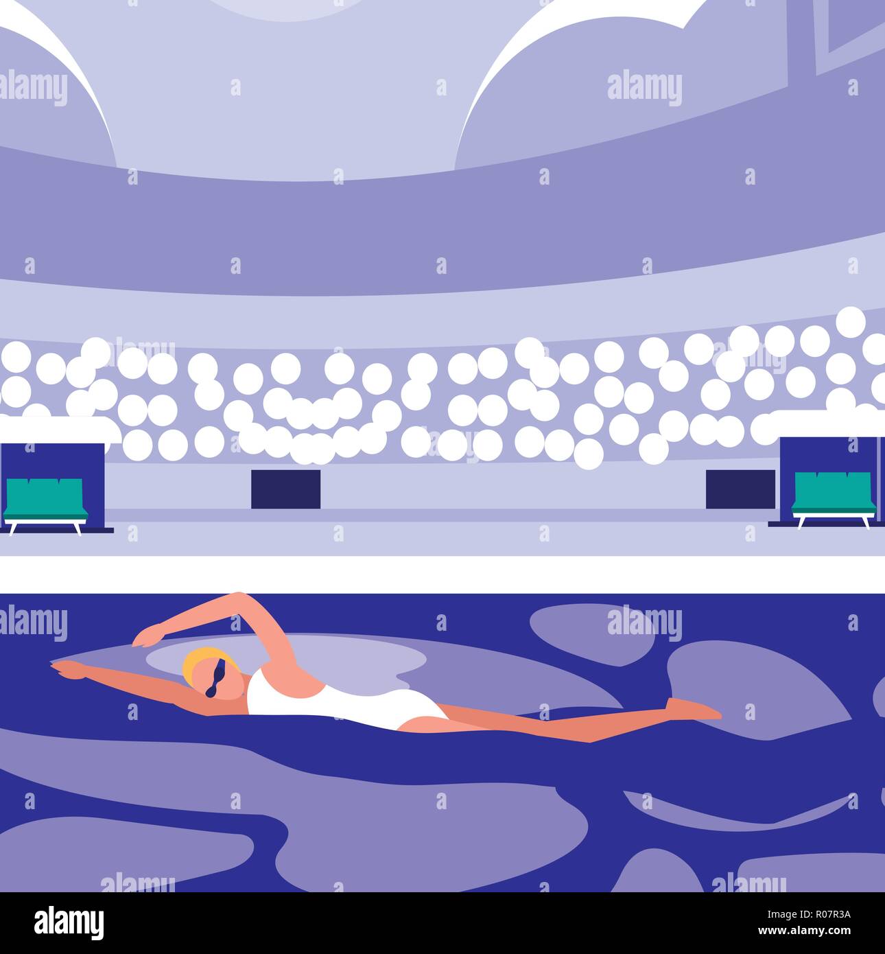 woman swimming in the pool. colorful design. vector illustration Stock ...