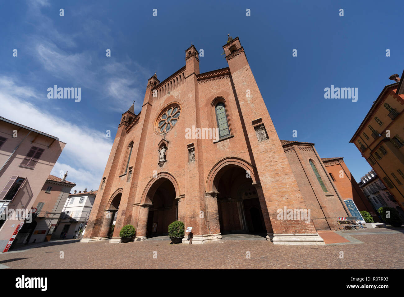 Alba (Cuneo, Piedmont, Italy), facade of the historic cathedral Stock