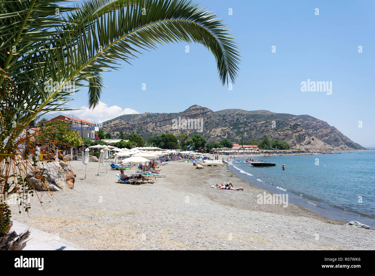 Agia Galini Beach, Agia Galini, Rethimno Region, Crete (Kriti), Greece Stock Photo
