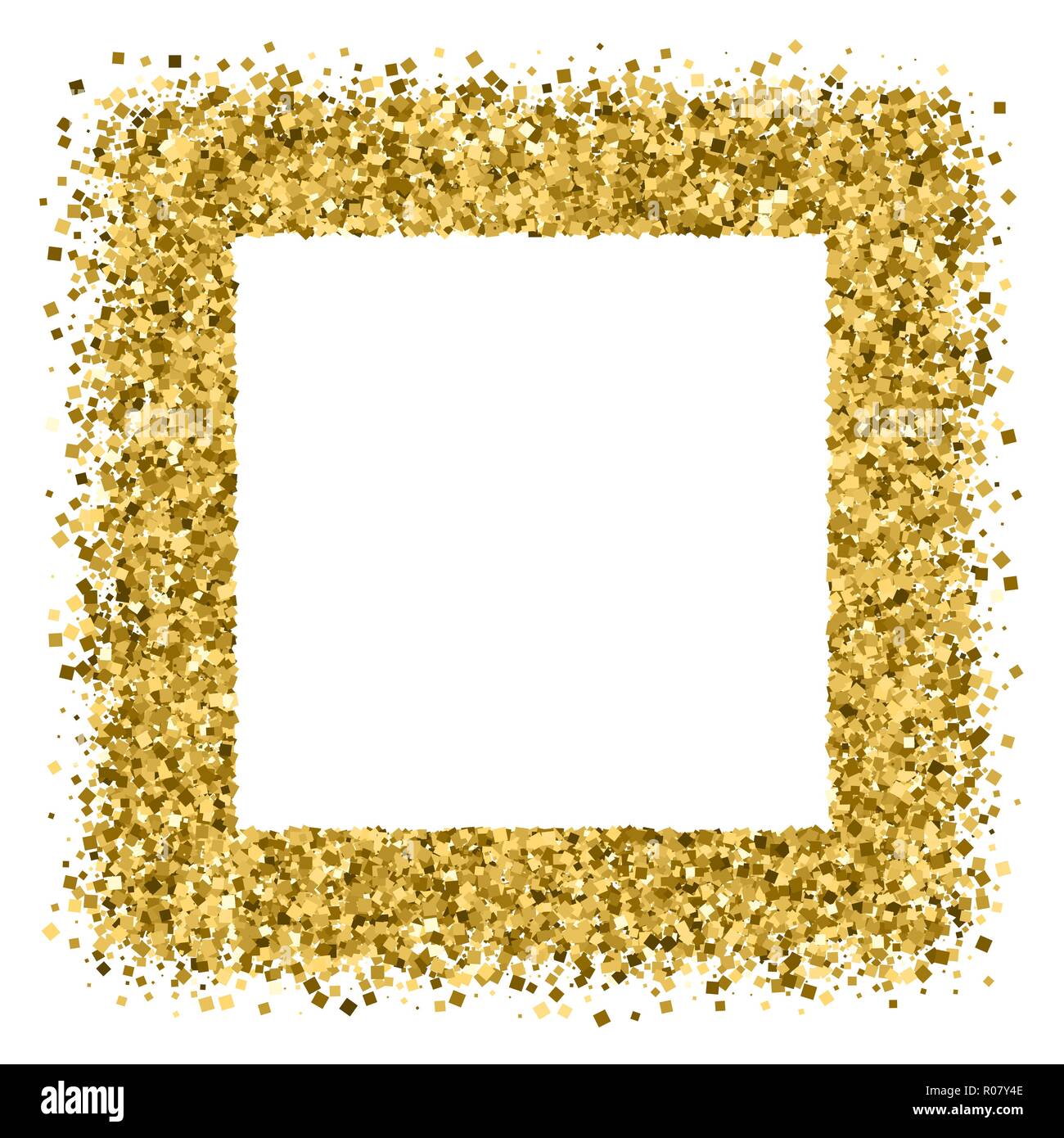 Golden frame glitter texture isolated on white. Editable template for ...