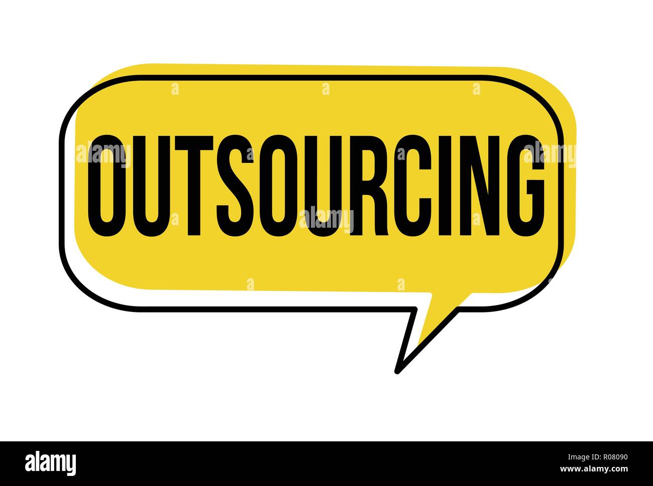 Outsourcing speech bubble on white background, vector illustration Stock Vector