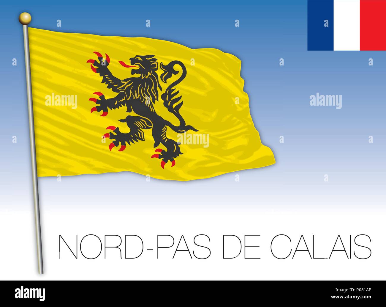 Nord Pas de Calais regional flag, France, vector illustration Stock Vector