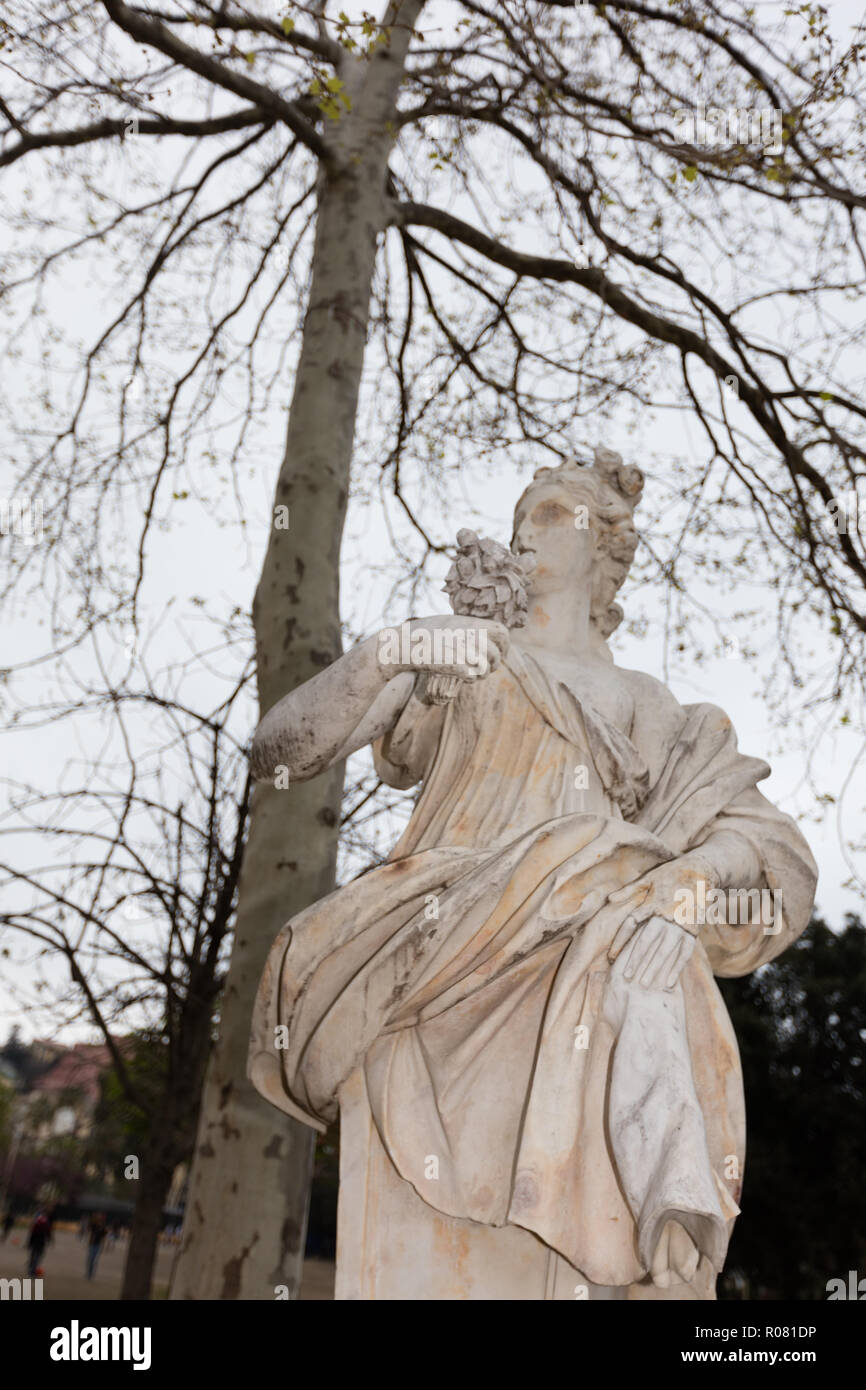 Marble statues in villa comunale of Naples Stock Photo Alamy