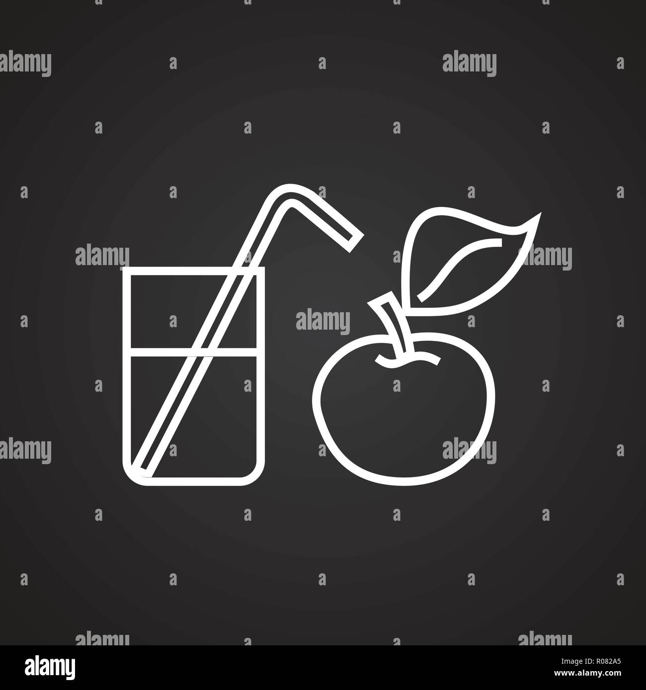 Healthy food thin line on black background icon Stock Vector Image ...