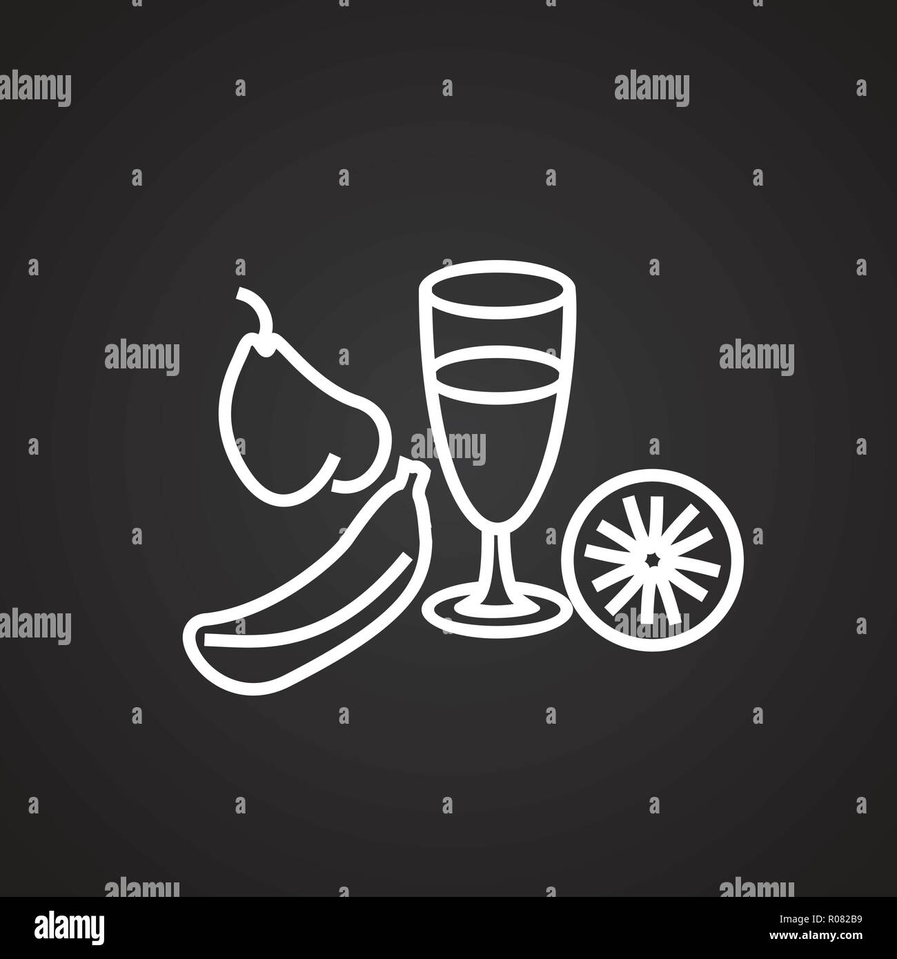 Healthy food thin line on black background icon Stock Vector Image ...
