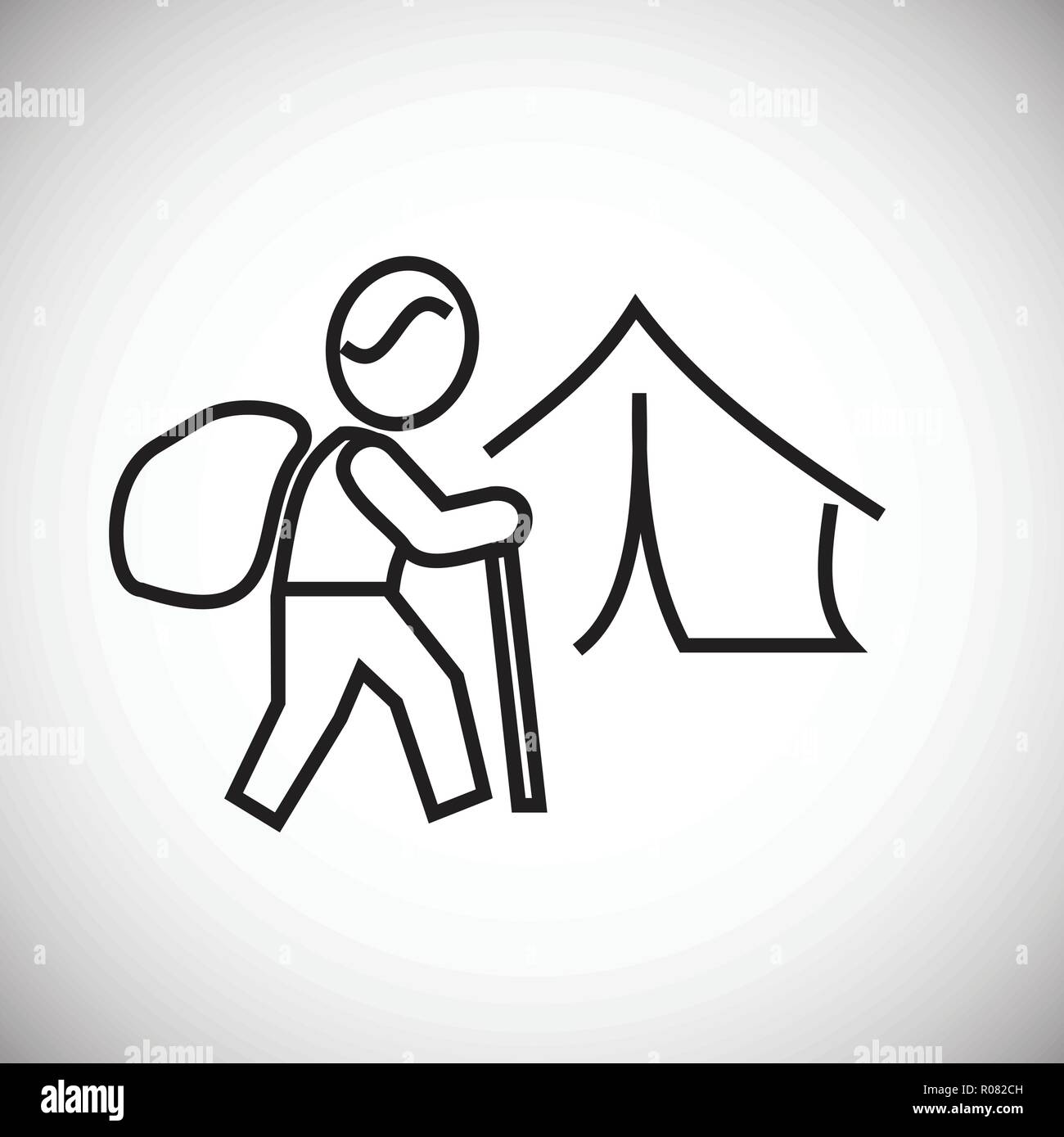 Hiking camp thin line on white background icon Stock Vector Image & Art ...