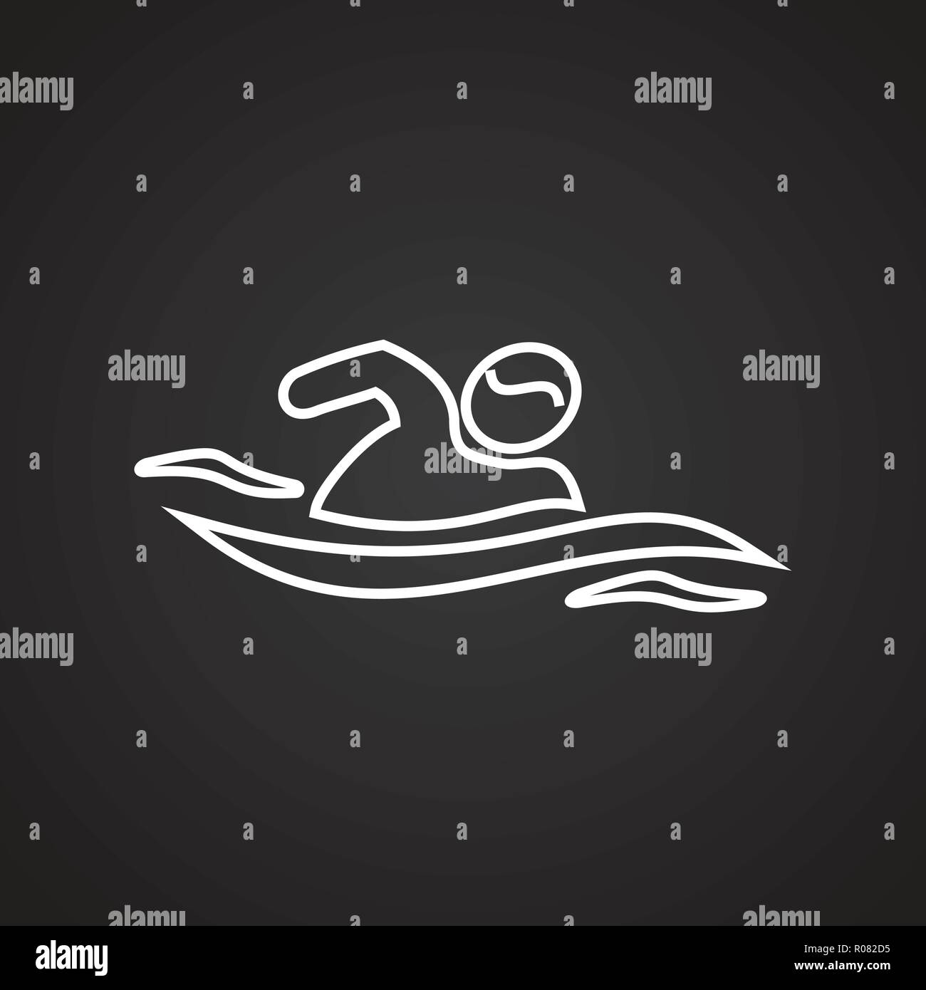 Swimming thin line on black background icon Stock Vector Image & Art ...
