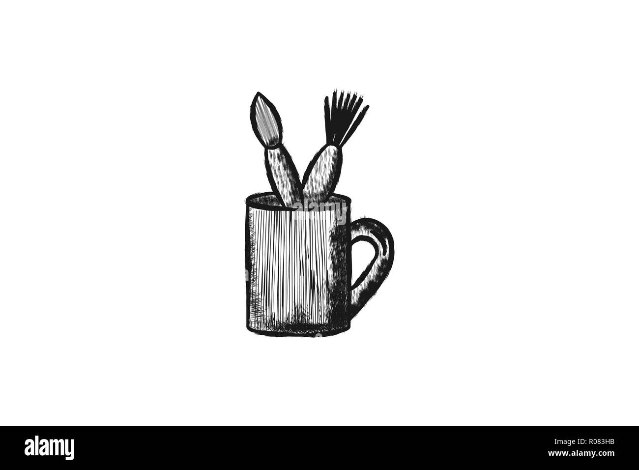 Mug and Brush tools Logo Designs Inspiration, Vector Illustration Stock