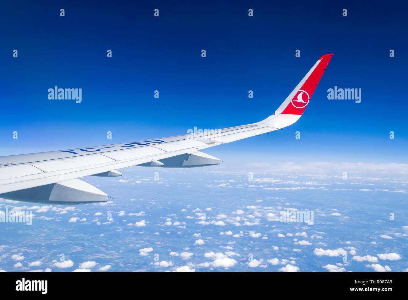 Interior Cabin View Of A Turkish Airlines Airbus A321 Wing