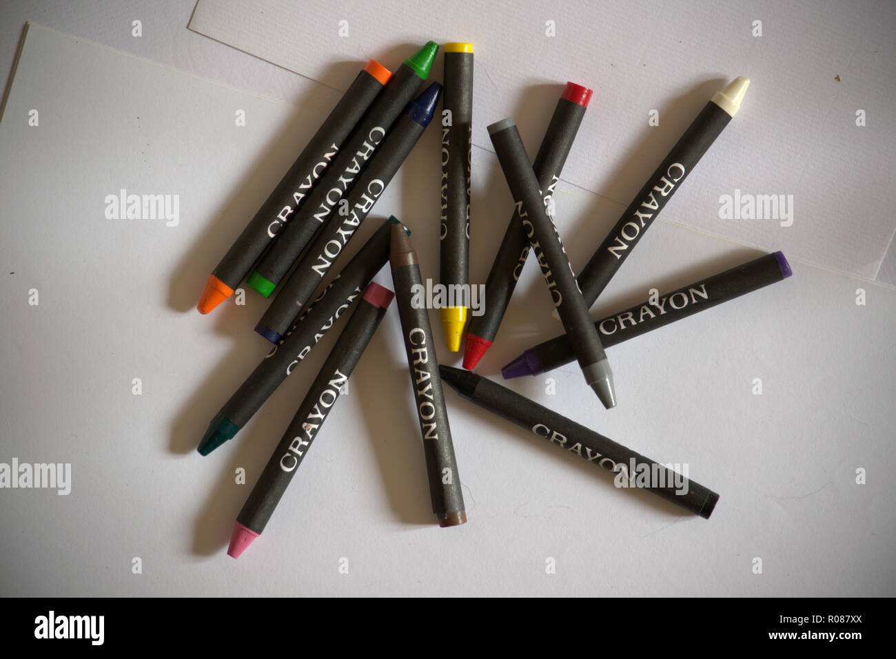 Artist's materials, crayons Stock Photo Alamy