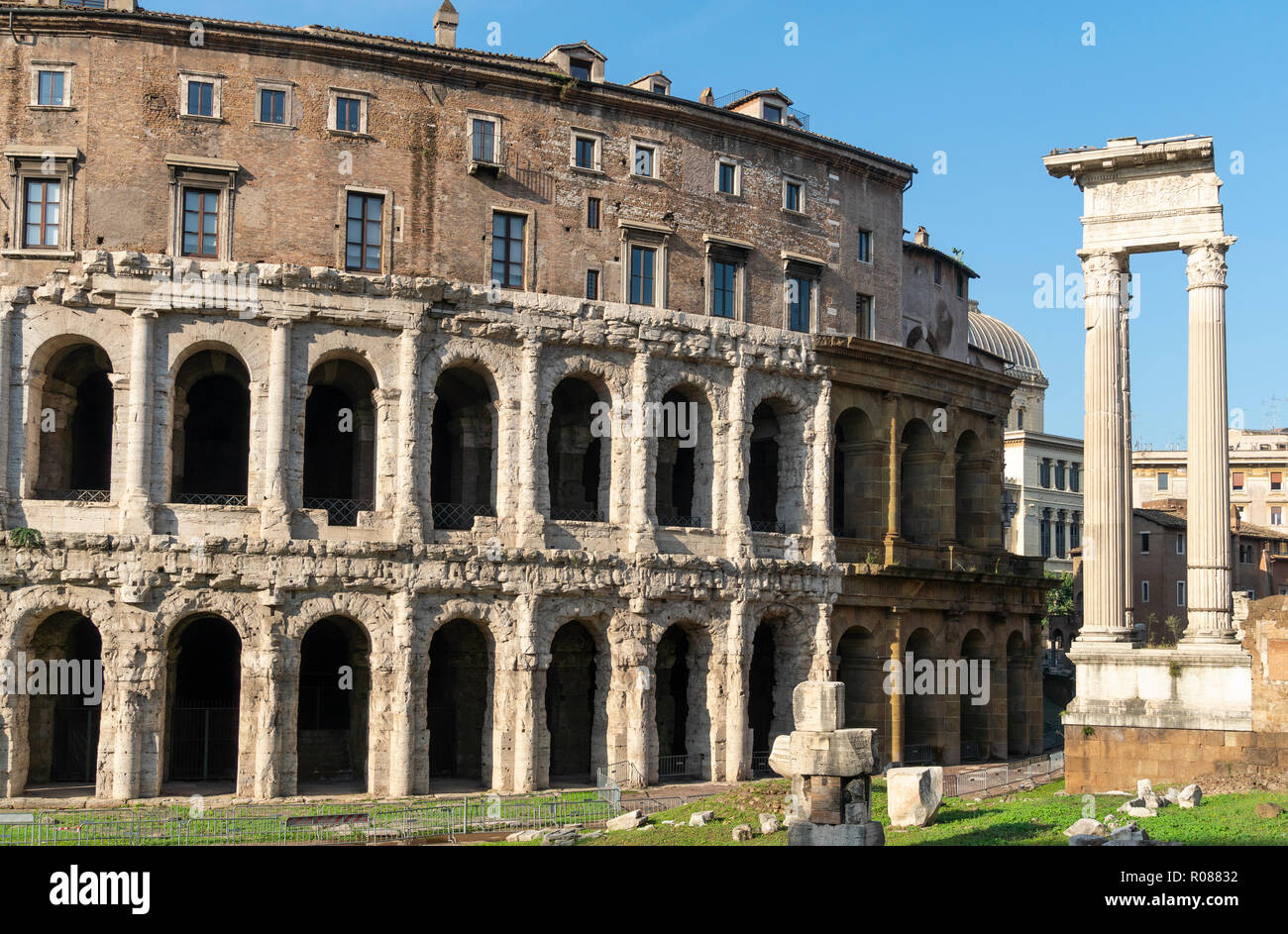 The ancient, Roman Theatre of Marcellus, in the Sant'Angelo district of Rome. Italy. Stock Photo