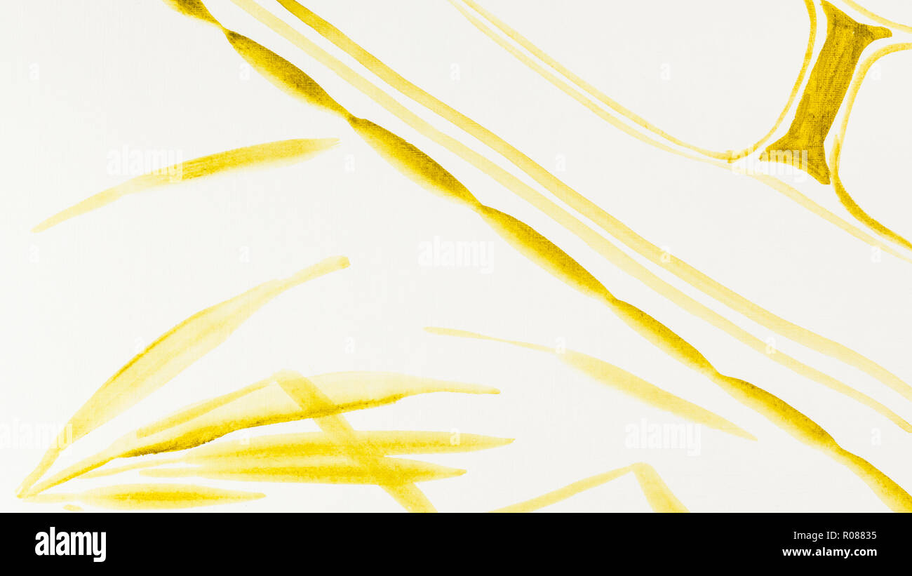 hand painting in sumi-e style on cream paper - sketches of reed plants ...