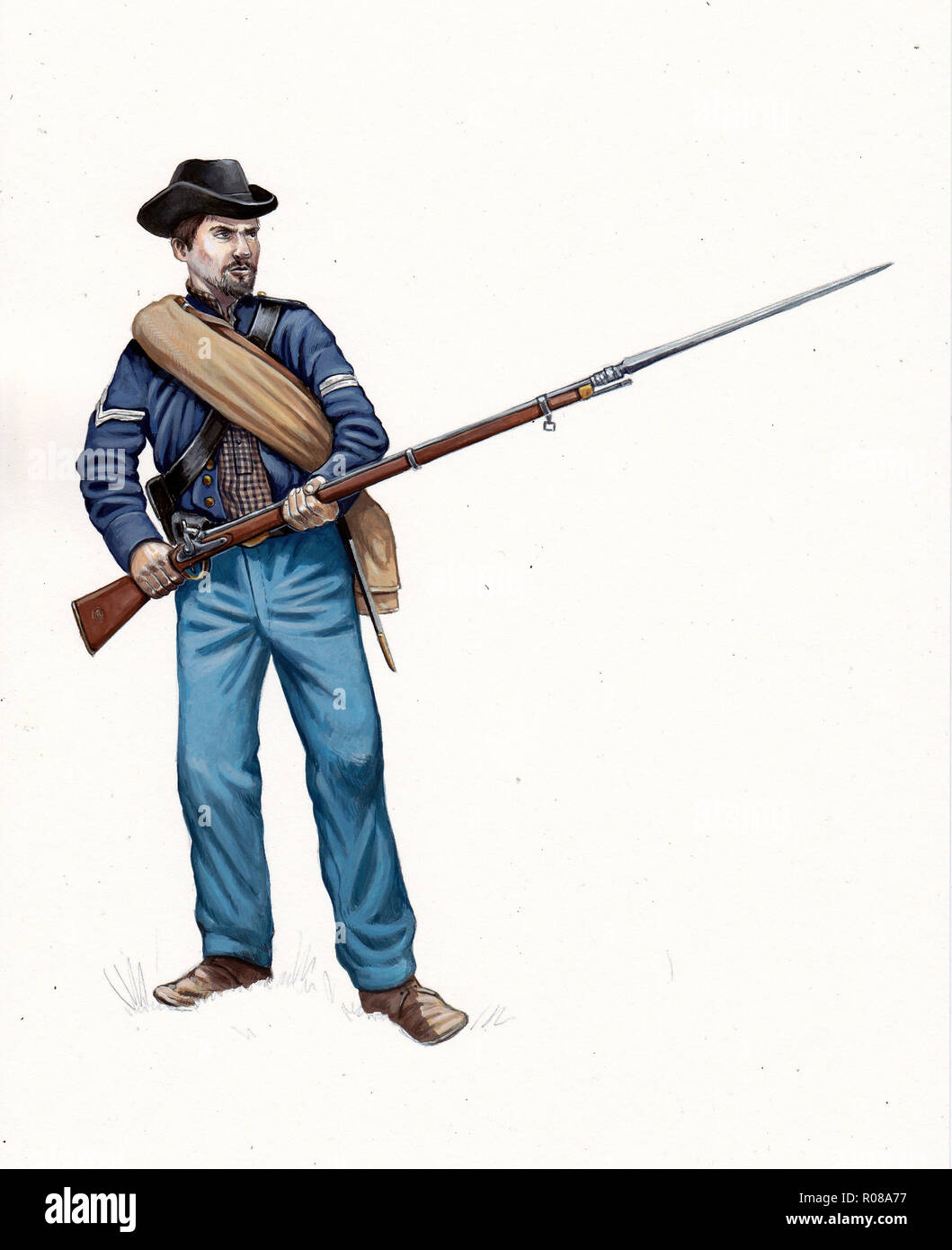 Infantry of Confederate States of America, US Civil war. Illustration. Stock Photo
