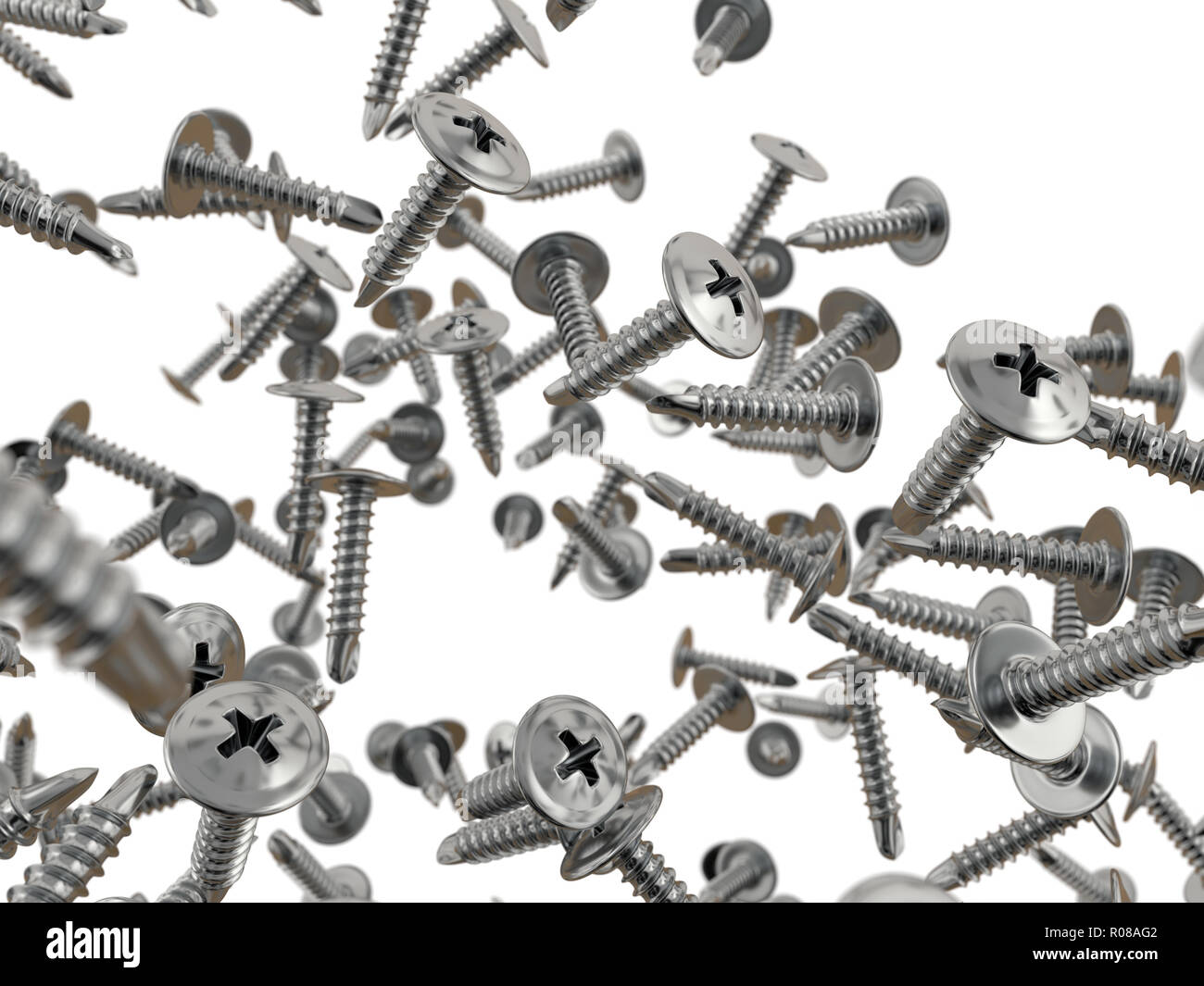 falling selftapping screws on white Stock Photo Alamy