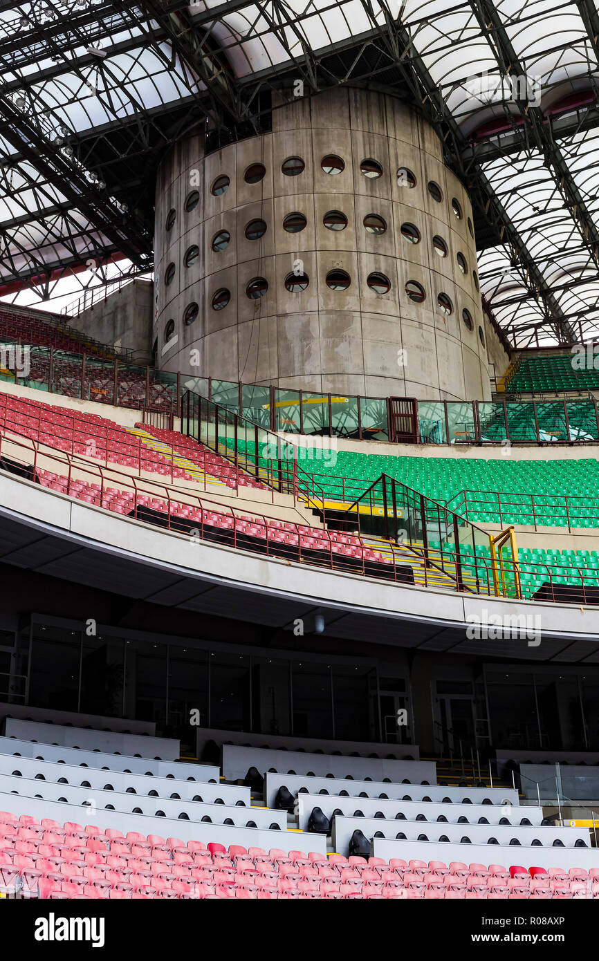 7 JUNE 2018, MILAN, ITALY: Elements of the interior stadium football ...