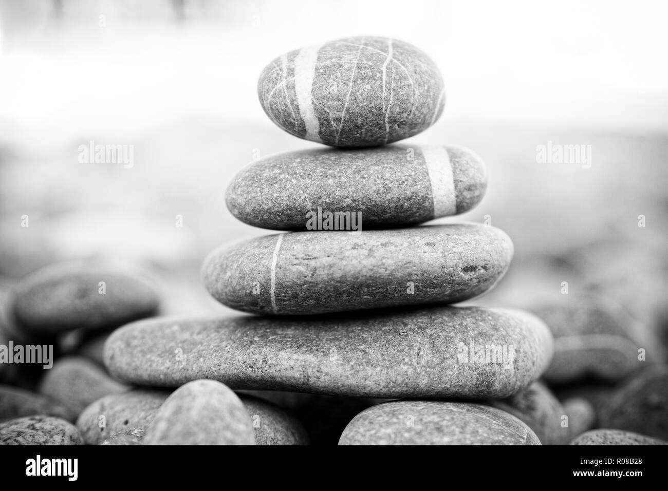 Stack of pebbles in balance Stock Photo