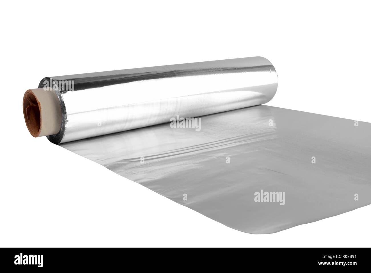 an aluminum foil on white background Stock Photo