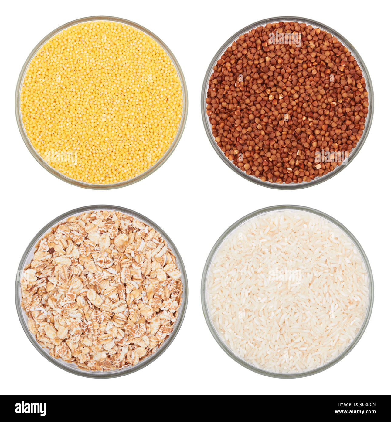 Rice, buckwheat, millet, porridge in a saucer Stock Photo Alamy