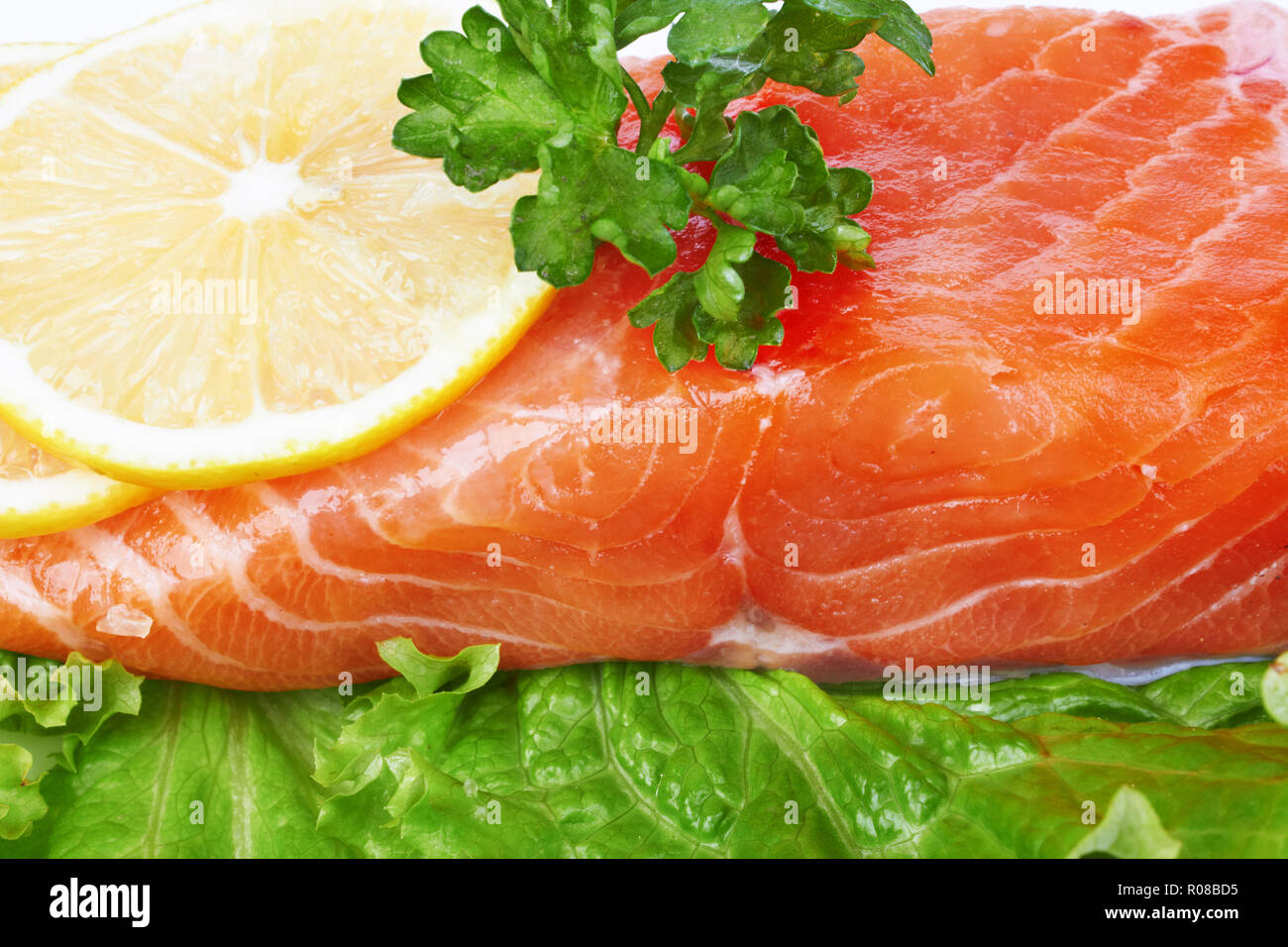 Macro of fresh red salmon fillet Stock Photo Alamy