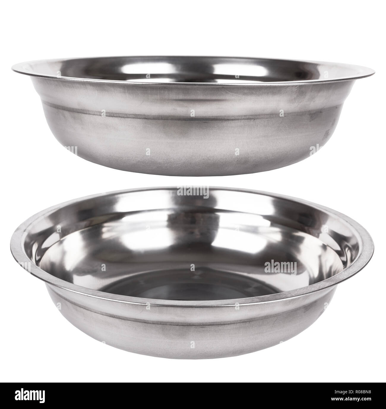 Stainless steel bowl. Isolated on white background Stock Photo - Alamy