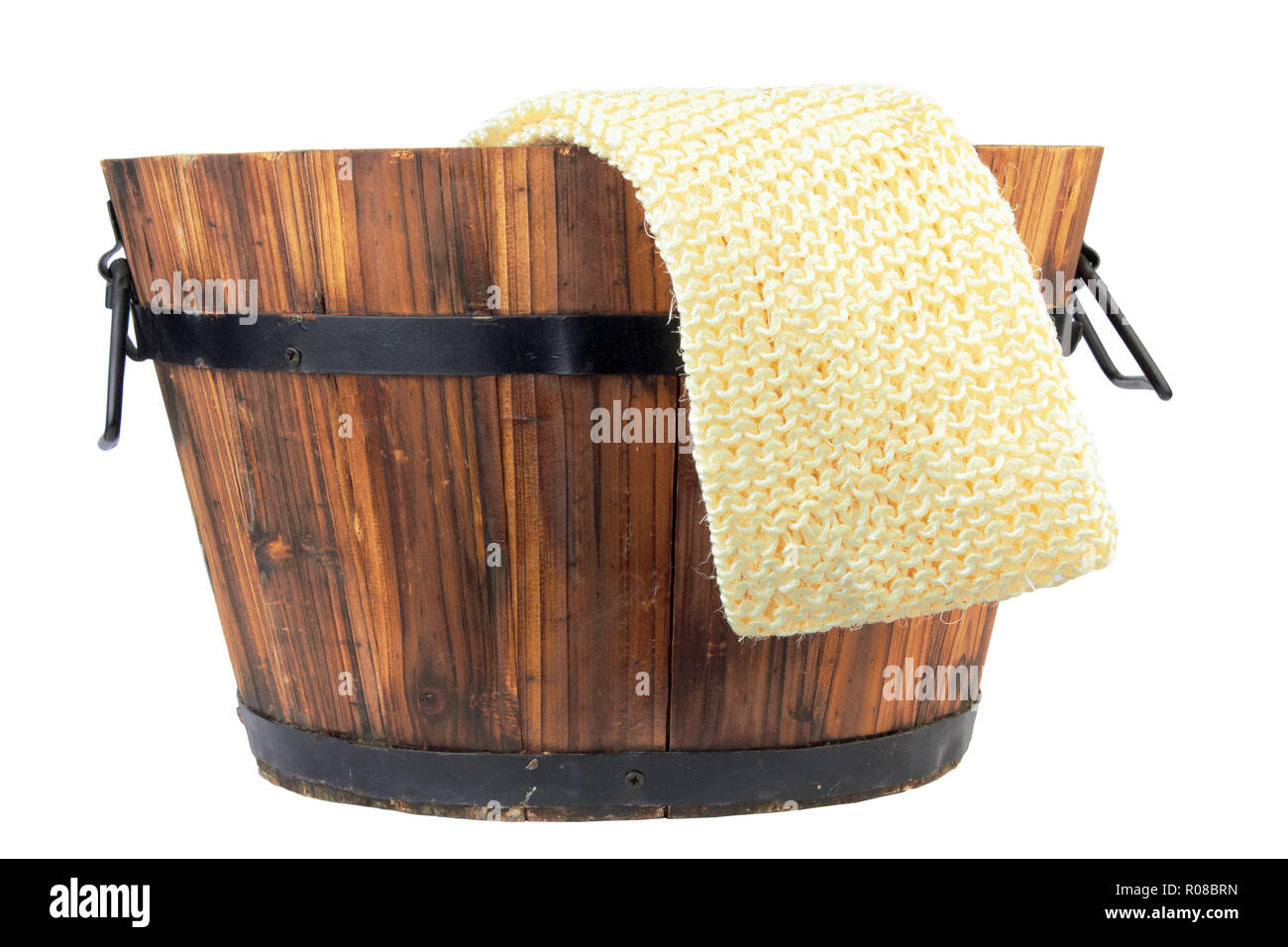 Bucket for the sauna set isolated on white Stock Photo