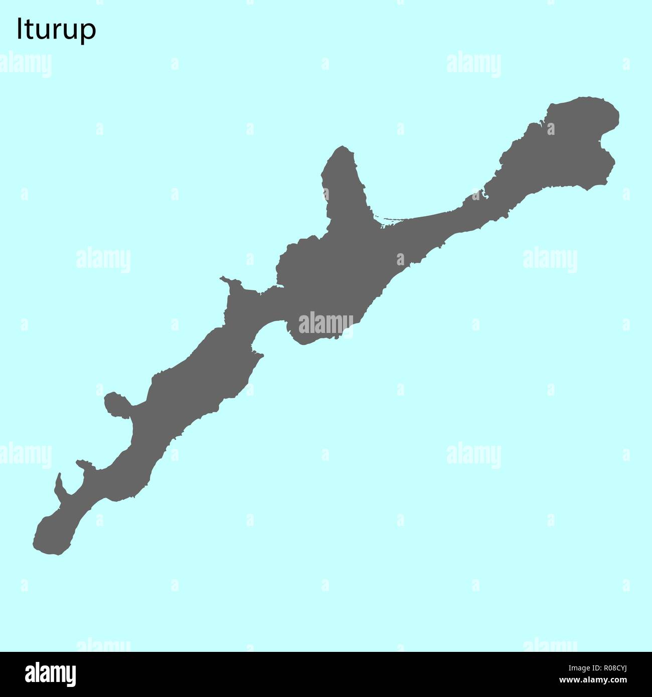 High quality map of Iturup is the island of Japan Stock Vector