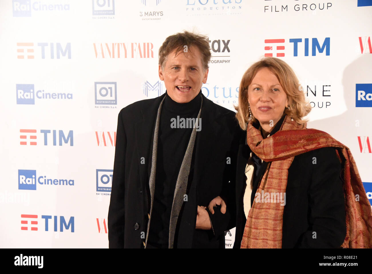 Rome Italy 12 February 2018 Cinema Moderno - Photocall preview A Casa Tutti Bene, guest Giulio Scarpati whit his wife Nora Venturini Credit: Giuseppe  Stock Photo
