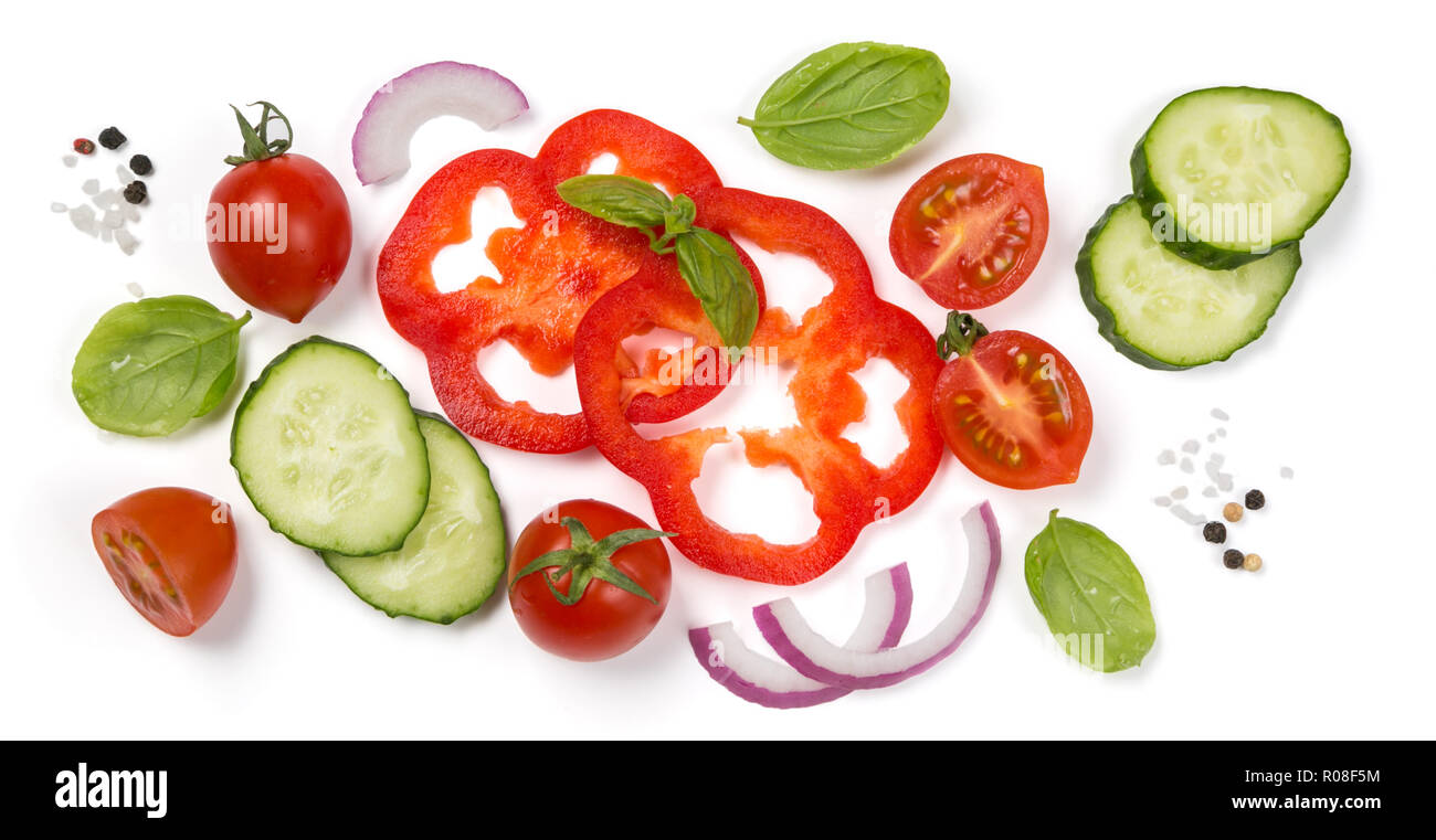 Healthy eating concept - selection of fresh vegetables on white ...