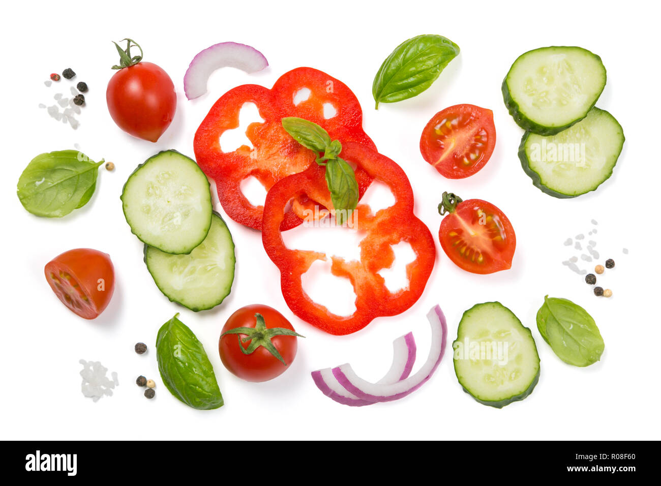 Healthy eating concept - selection of fresh vegetables on white ...