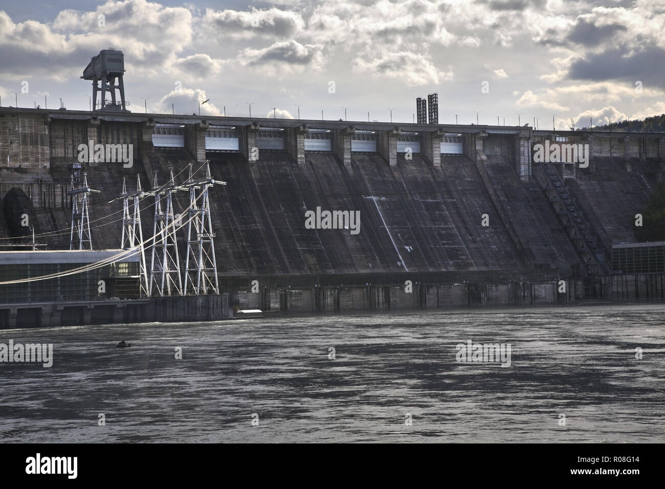 Dam in Divnogorsk. Krasnoyarsk krai. Russia Stock Photo