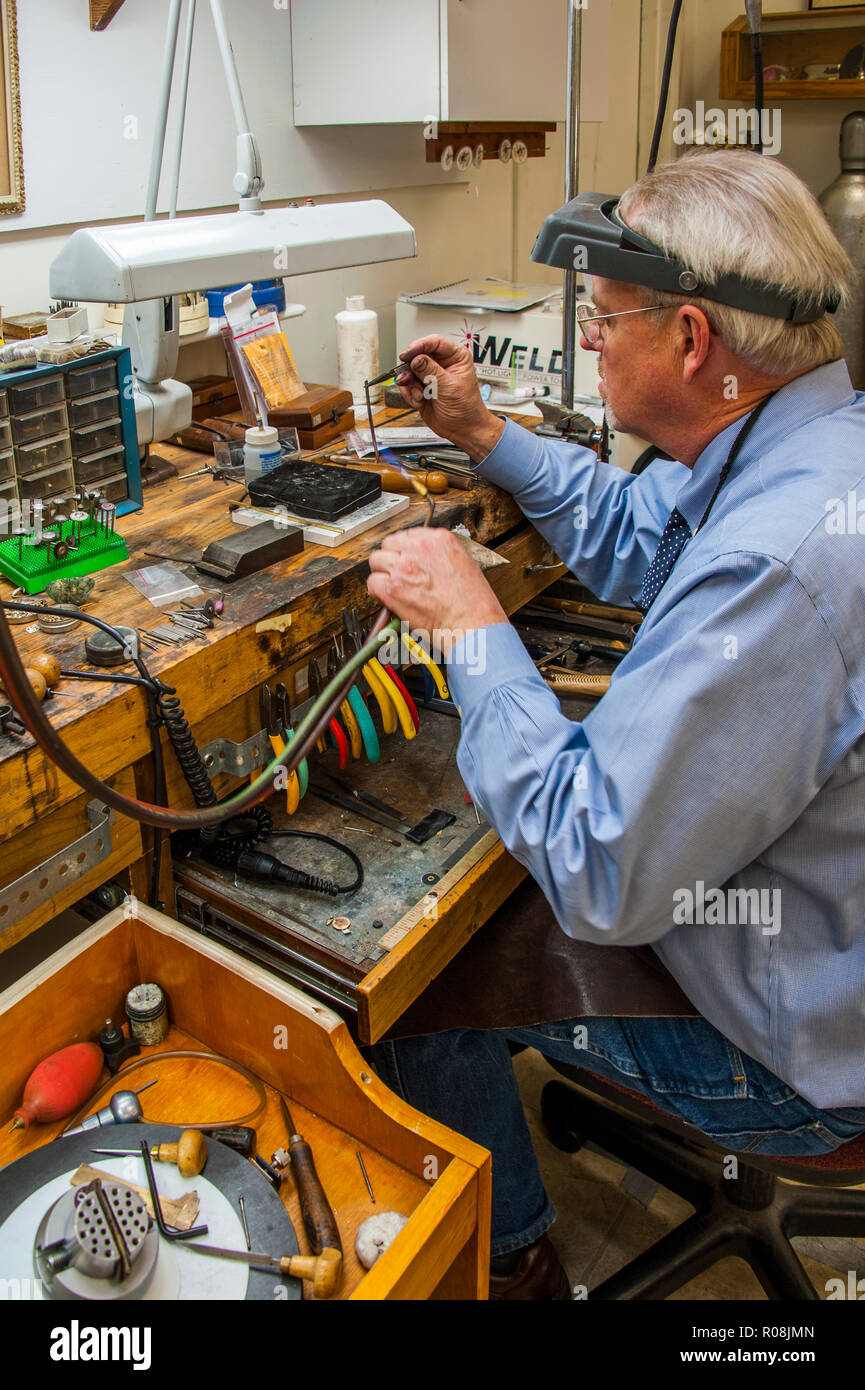experienced Craftsman Jeweler at work in Stock Photo Alamy