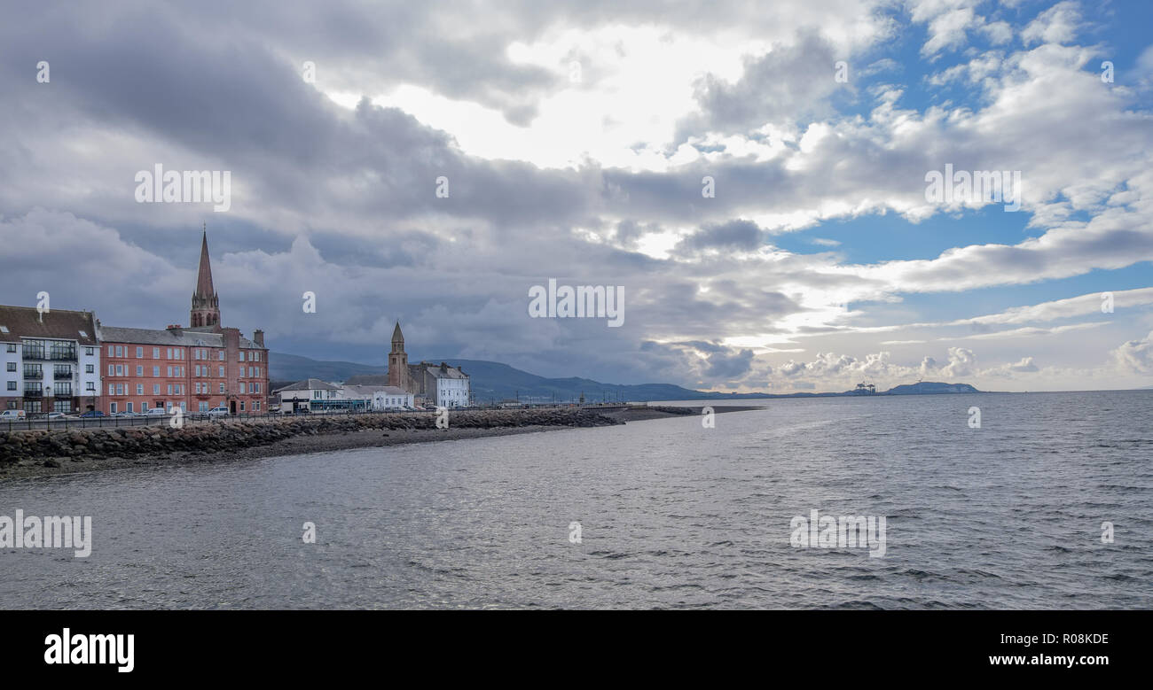 From the pierhead to Makerston Place in Largs in the West Coast of Scotland. Stock Photo