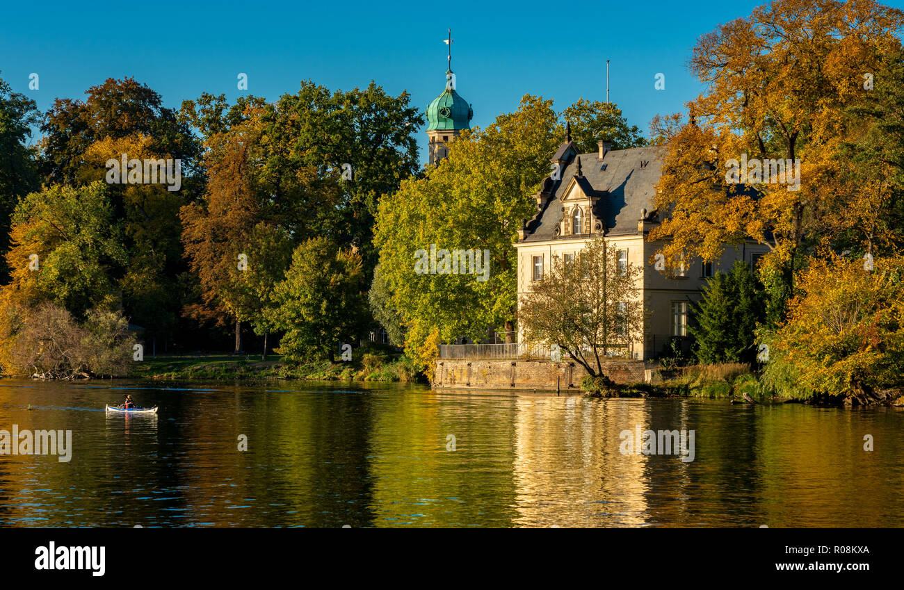 Havel, Klein Glienicke in autumn, canoe, Potsdam, Brandenburg, Germany Stock Photo