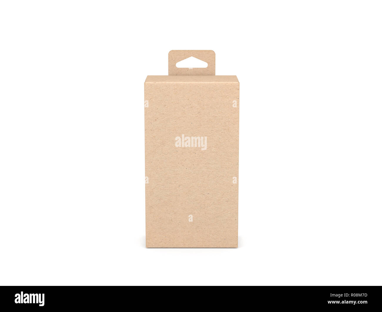 Kraft Cardboard Box with Hang Tab Mockup for design or branding, 3d rendering Stock Photo