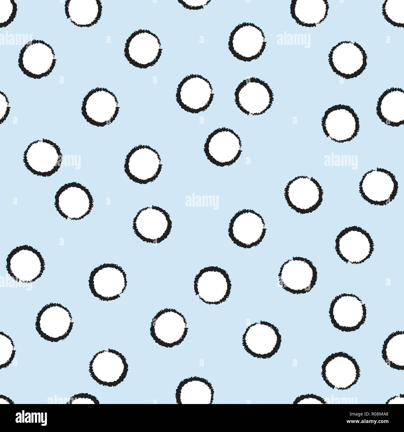 mock wrapping paper decor. blue background pastel white circles with black stroke. gentle baby colors. Stock Vector