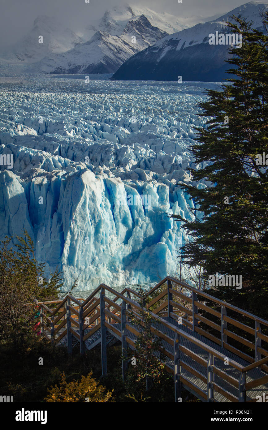 The view of the glaciar Perito Moreno at the National Park Los Glaciares, at Patagonia, El Calafate, Argentina Stock Photo