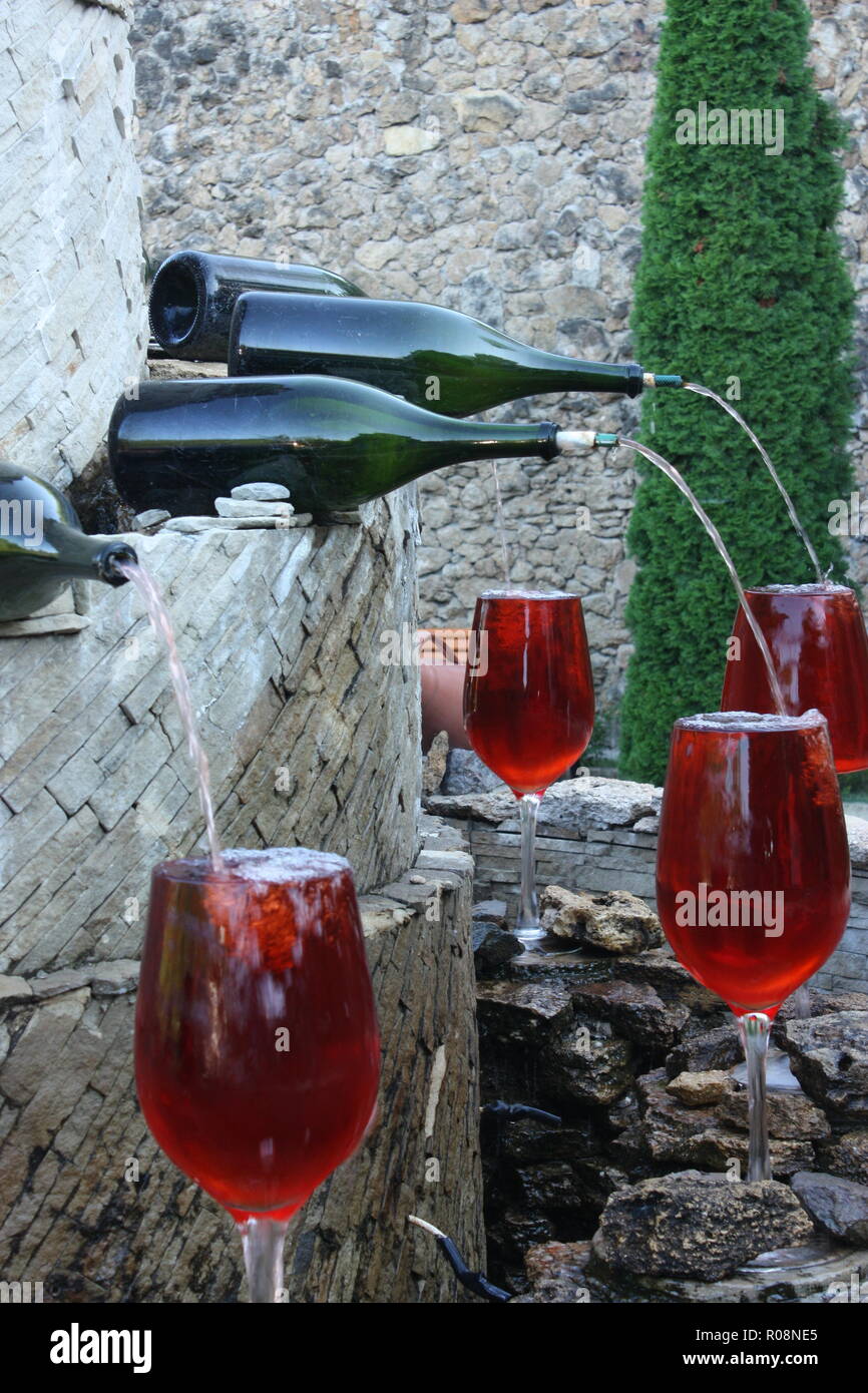 A wine fountain at the Milestii Mici winery in Moldova Stock Photo Alamy