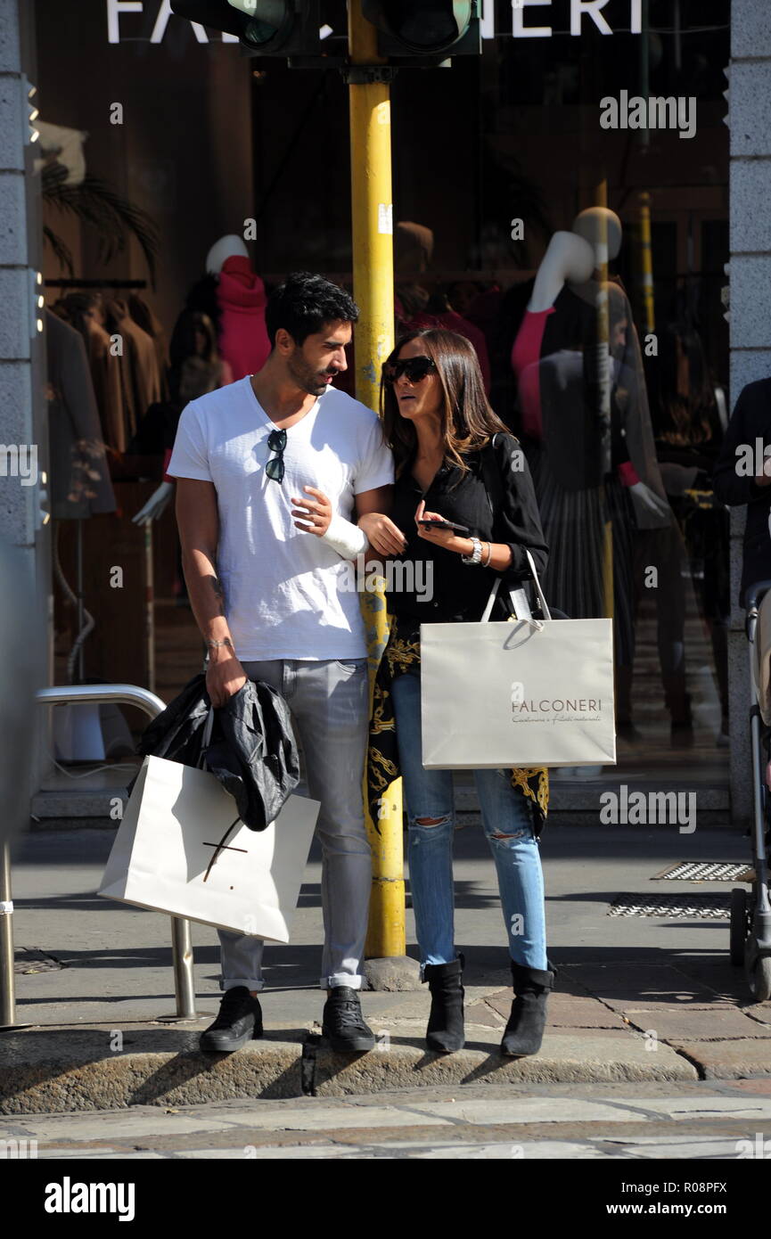 Filippo Magnini and Giorgia Palmas share a lot of PDA while out shopping at Falconeri and then leave with a few shopping bags  Featuring: Filippo Magnini, Giorgia Palmas Where: Milan, Italy When: 02 Oct 2018 Credit: IPA/WENN.com  **Only available for publication in UK, USA, Germany, Austria, Switzerland** Stock Photo