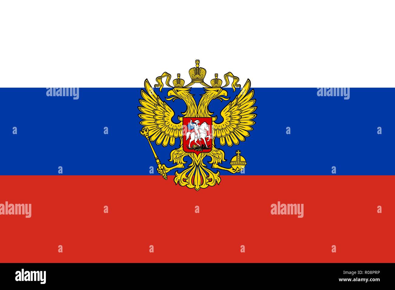 Flag of Russia with coat of arms Stock Photo - Alamy