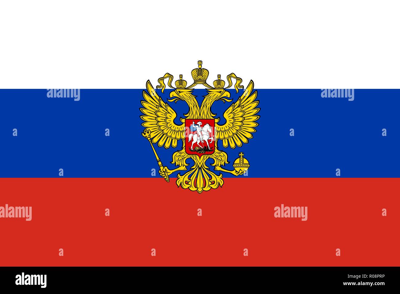 Free Russia Flag with Coat of arms