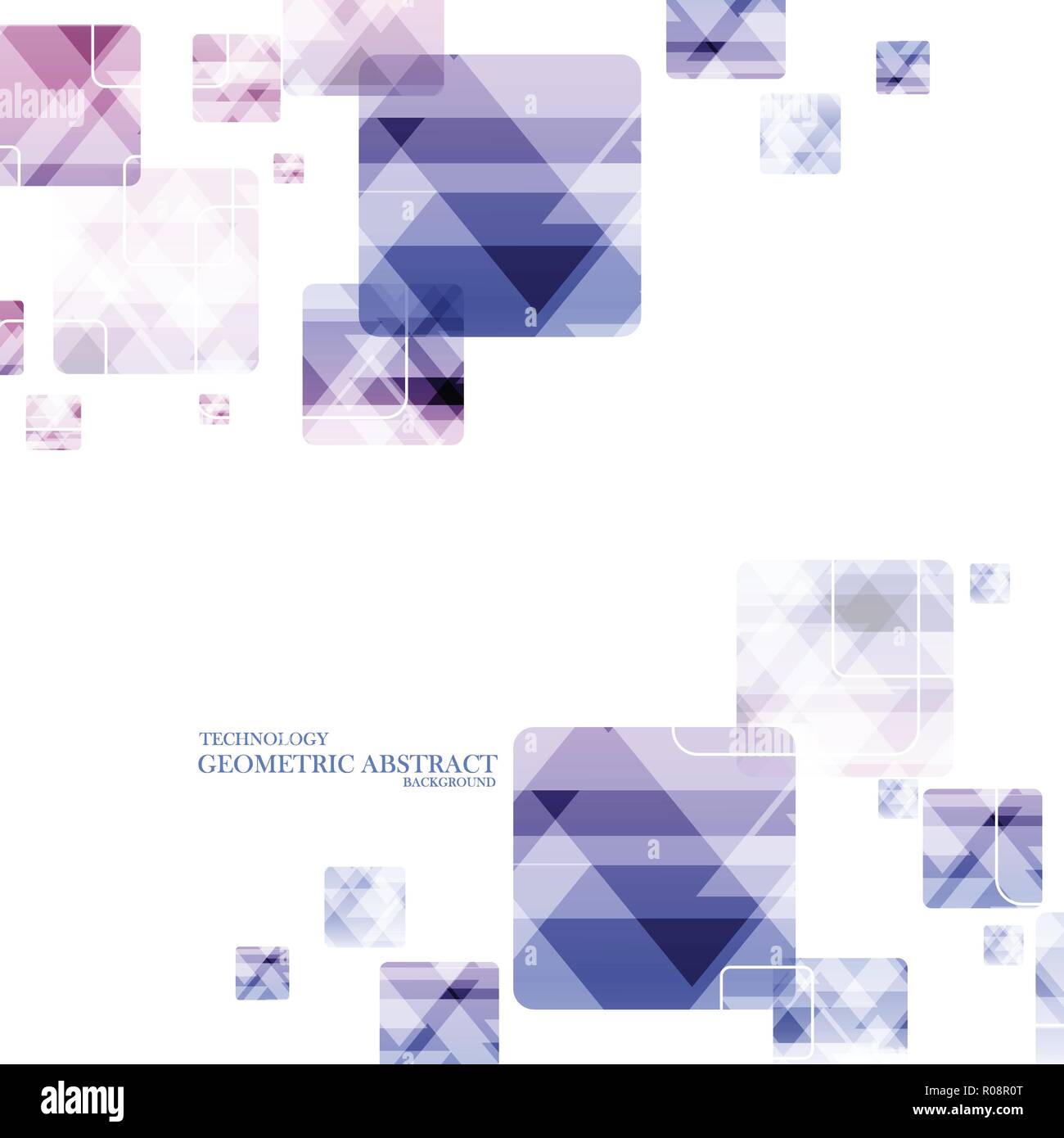 Geometric technological reflected round square abstract background vector design Stock Vector