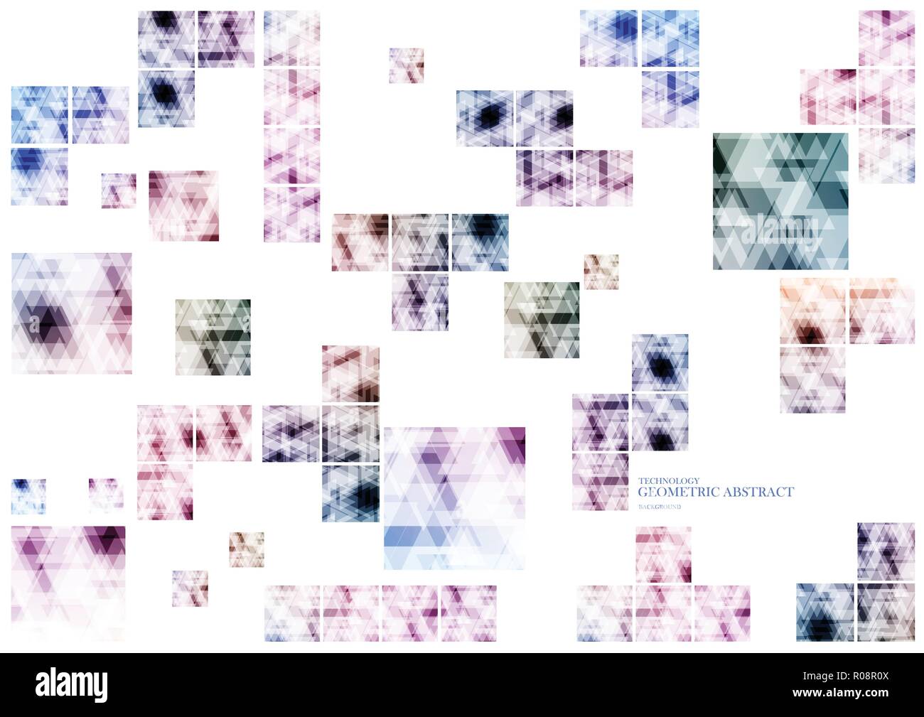 Geometric technological various connection square abstract background vector design Stock Vector