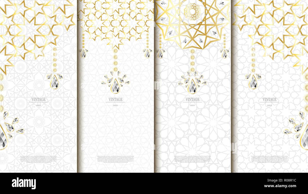 Islamic pattern element concept template with diamond vintage background and logo vector design, inclusive of pattern swatch Stock Vector