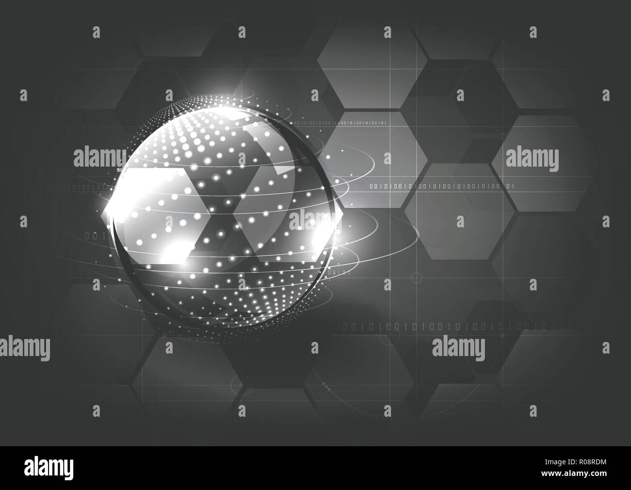 Technological global communication  modern hexagon abstract background vector design Stock Vector