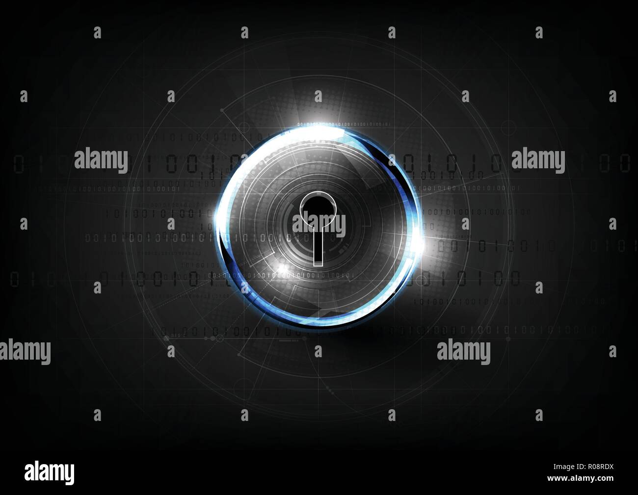 Technological global communication key lock modern sphere abstract background vector design Stock Vector